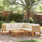 vidaXL 6-delige tuinbankset met kussens acaciahout & touw, Tuin en Terras, Tuinsets en Loungesets, Verzenden, Nieuw, Hardhout