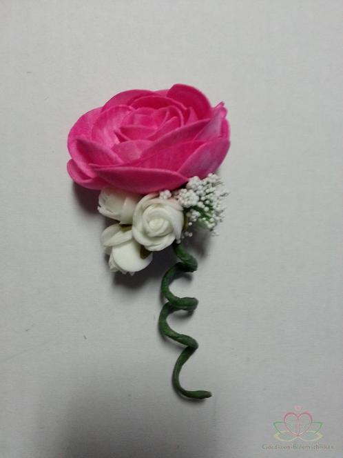 Corsage Ranonkel Fuchsia NeonPink CRC 51 Maatwerk corsage, Hobby en Vrije tijd, Knutselen, Nieuw, Ophalen of Verzenden