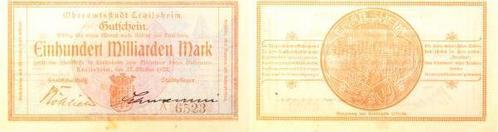 Duitsland 100 Milliarden Mark Crailsheim 1923 Notgeld dru..., Postzegels en Munten, Munten | Nederland, Verzenden