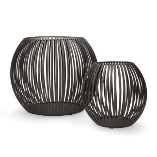 Windlicht | Mica Decorations | Set van 2 (Metaal, Zwart), Huis en Inrichting, Woonaccessoires | Kandelaars en Kaarsen, Nieuw, Verzenden