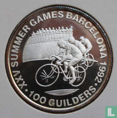 Suriname 100 guilders 1992 (PROOF - met 999) Summer Olym..., Postzegels en Munten, Munten | Amerika, Losse munt, Goud, Zilver