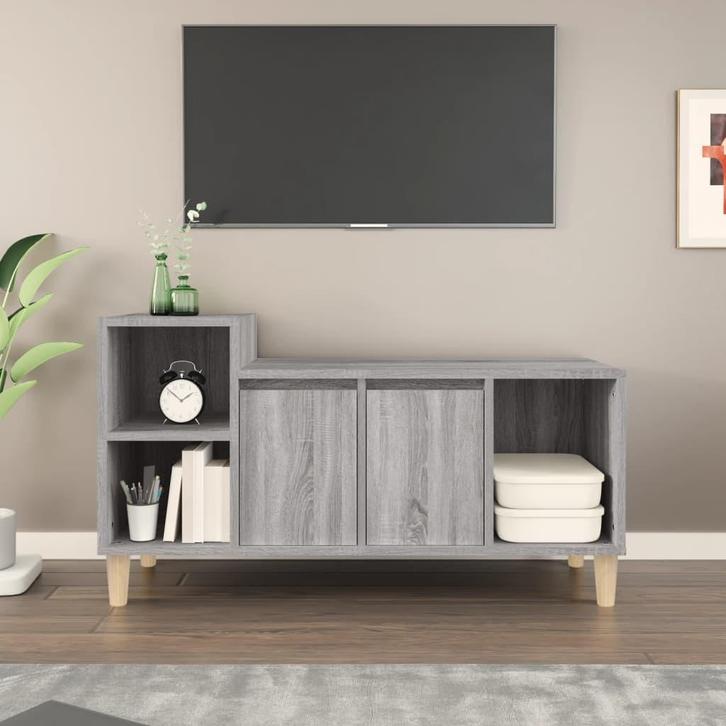 vidaXL Tv-meubel 100x35x55 cm bewerkt hout grijs sonoma, Huis en Inrichting, Kasten | Televisiemeubels, 25 tot 50 cm, Nieuw, Overige houtsoorten