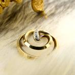 Vintage gouden broche met diamant | 0,14 ct. (geelgoud, 585), Gebruikt, Overige kleuren, Ophalen of Verzenden, Met edelsteen
