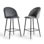 Barkruk Velvet 2 stuks - Granite Grey - Hoogte zitting: 70, Huis en Inrichting, Stoelen, Verzenden, Nieuw, Grijs
