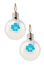 2x Discobal Ø 8 cm LED Iridescent Zilver  Discobol Klein Spi, Ophalen of Verzenden, Nieuw, Feestartikel, Carnaval