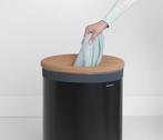 Brabantia Wasmand - met Deksel - 60 l - Matt Black / Kurken, Verzenden, Zo goed als nieuw