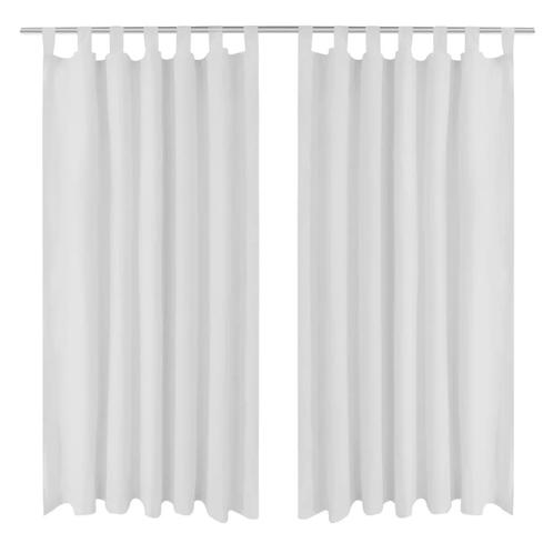 vidaXL Micro-Satijnen Gordijnen met Ringen 140 x 175 cm 2, Huis en Inrichting, Stoffering | Gordijnen en Lamellen, Wit, Nieuw