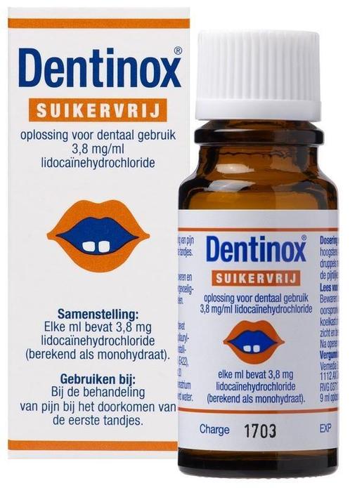 Dentinox Druppels 4mg/ml Suikervrij 9ML, Diversen, Verpleegmiddelen, Nieuw, Verzenden