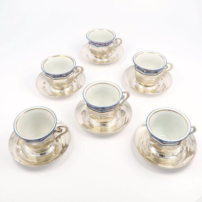 Sener (Turkije) - Kop en schotel (6) - .900 zilver, Antiek en Kunst, Antiek | Goud en Zilver