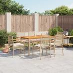 vidaXL 7-delige Tuinset met kussens poly rattan beige, Tuin en Terras, 6 zitplaatsen, Nieuw, Tuinset, Verzenden