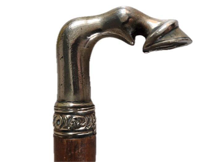 Wandelstok - Hout, Verzilverd - Engelse wandelstok, Antiek en Kunst, Antiek | Overige Antiek