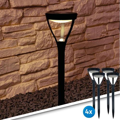 Voordeelset 4x Solar priklamp Birdie zwart, Tuin en Terras, Buitenverlichting, Led, Licht-donker-sensor, Zonne-energie, Nieuw