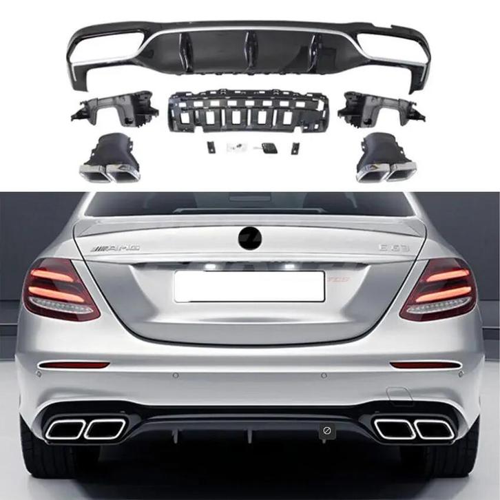 Diffuser With Chrome Exhaust Tips For Mercedes E Class, Auto-onderdelen, Carrosserie en Plaatwerk, Ophalen of Verzenden