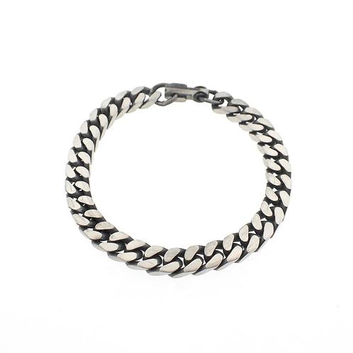 Zilveren robuuste gourmetschakel armband; Heren | 20 cm, Sieraden, Tassen en Uiterlijk, Armbanden, Overige kleuren, Gebruikt, Zilver