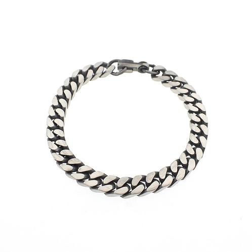 Zilveren robuuste gourmetschakel armband; Heren | 20 cm, Sieraden, Tassen en Uiterlijk, Armbanden, Overige kleuren, Gebruikt, Zilver