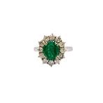 Smaragd - 18 kt goud - Witgoud - Ring, Sieraden, Tassen en Uiterlijk, Antieke sieraden