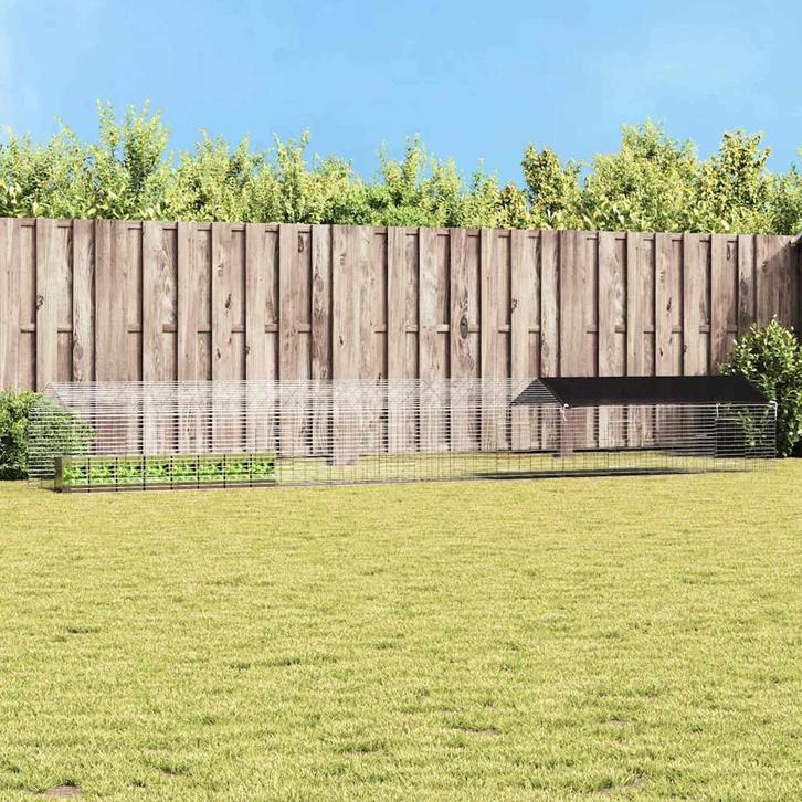 vidaXL Konijnenkooi Zilver 400 x 78 x 78 cm Gegalvaniseerd, Dieren en Toebehoren, Knaagdieren en Konijnen | Hokken en Kooien, Nieuw