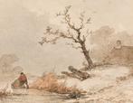 John Francisus Hoppenbrouwers (1819-1866) - Lonely skater in, Antiek en Kunst