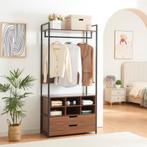 Kledingkast Larem met 6 vakken 180x84x40 cm zwart en walnoot, Verzenden, Nieuw