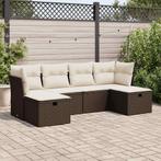 vidaXL 6-delige Loungeset met kussens poly rattan bruin, Verzenden, Nieuw, Rotan, Loungeset