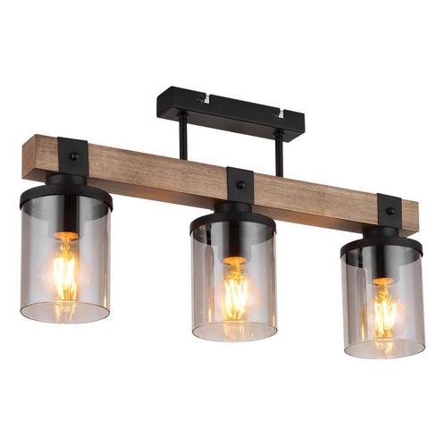 Plafondlamp LILA  E27 Matt zwart 3-Lichts Smoked, Huis en Inrichting, Lampen | Plafondlampen, Nieuw, Metaal, Ophalen of Verzenden