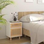 vidaXL Nachtkastje massief grenenhout en natuurlijk rattan, Minder dan 45 cm, Verzenden, Nieuw, Minder dan 55 cm