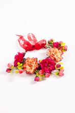Grote Bloemenkrans Donkerroze Oranje Bloemen Haarband Elfje, Kleding | Dames, Nieuw, Carnaval, Ophalen of Verzenden, Accessoires
