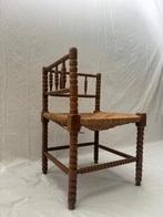 Stoel - Franse Bobbin Hoekstoel met Rieten Afwerking - Hout,