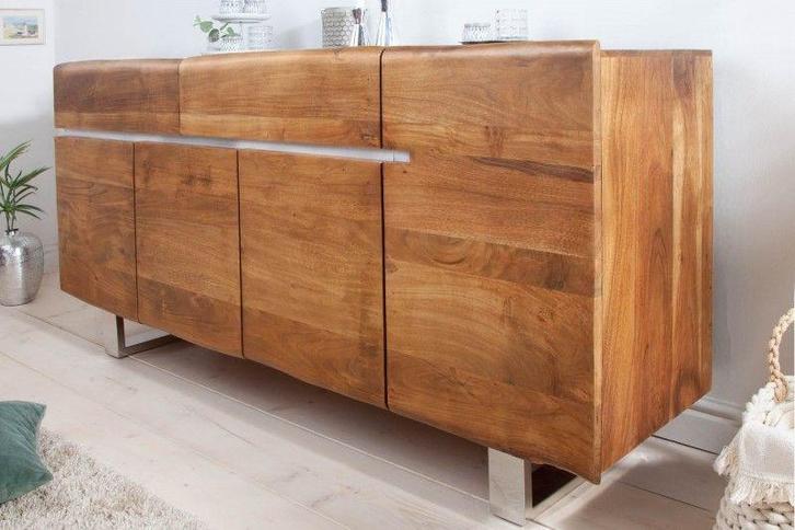 Massief boomstamdressoir MAMMUT 170cm acacia sledeonderstel, Huis en Inrichting, Kasten | Dressoirs, Ophalen of Verzenden