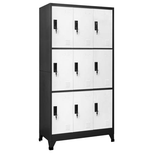 vidaXL Lockerkast 90x45x180 cm staal antracietkleurig en wit, Huis en Inrichting, Kasten | Lockerkasten, Nieuw, Verzenden