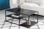 industrieele salontafel DURA STEEL 100cm zwart metaal met 2, Huis en Inrichting, Tafels | Salontafels, Ophalen of Verzenden, Nieuw