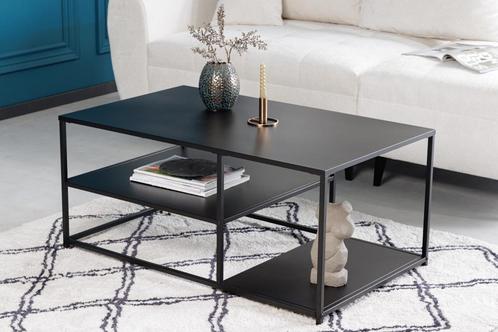 industrieele salontafel DURA STEEL 100cm zwart metaal met 2, Huis en Inrichting, Tafels | Salontafels, Ophalen of Verzenden