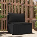 vidaXL Tuinmiddenbank met kussens poly rattan zwart, Verzenden, Nieuw, Rotan