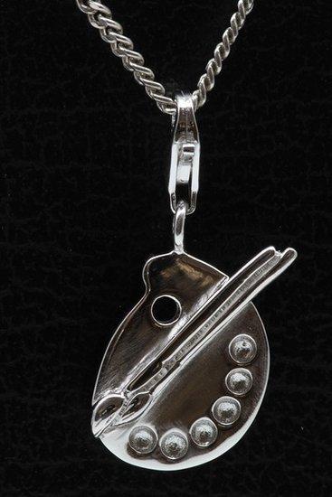 Zilveren Schilderspalet met kwast hanger en/of bedel, Sieraden, Tassen en Uiterlijk, Bedels, Verzenden