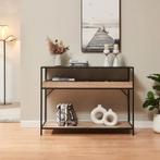 Consoletafel Belana 110x40x80 cm zwart en eikenkleurig [en.c, Huis en Inrichting, Tafels | Sidetables, Verzenden, Nieuw