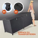 Tuinbox Polyrotan Kussenbox Zwart 150x77x73cm met Wielen, Verzenden, Nieuw