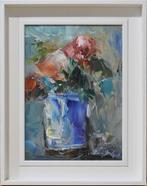 Ana Delgado (XX) - Jarrón azul con rosas, Antiek en Kunst