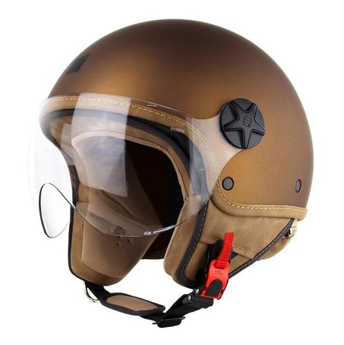 Motocubo ant jethelm met extern vizier | mat brons | ECE 22., Motoren, Kleding | Motorhelmen, Nieuw met kaartje, Verzenden