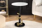 Ronde bijzettafel WILDLIFE SNAKE 55cm Wit Marmer Goud Zwart, Huis en Inrichting, Tafels | Sidetables, Ophalen of Verzenden, Nieuw