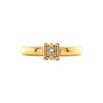 Gouden ring met prinses diamant 18 krt, Verzenden, Zo goed als nieuw, Wit, Goud