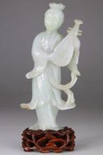 Kwanyin Jadeite Jade Muzikant Karakter - Jade, Licht, Antiek en Kunst