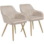 Eetkamerstoel Marilyn, fluweeloptiek, doorgestikt - taupe/go, Verzenden, Nieuw
