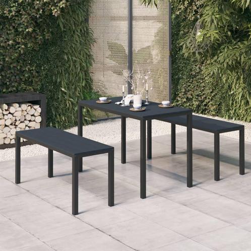 vidaXL 3-delige Tuinset staal en HKC zwart, Tuin en Terras, Tuinsets en Loungesets, Tuinset, Nieuw, Rvs, Verzenden