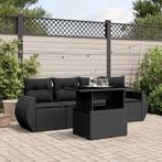 vidaXL 5-delige Loungeset met kussens poly rattan zwart, Verzenden, Nieuw, Rotan, Loungeset