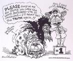 Pentekening Amerika - Carter en Bush (lijst optie), Antiek en Kunst, Verzenden