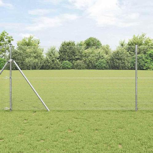 vidaXL Hecke met palen Zilver 1.2 x 50 m Staal, Tuin en Terras, Schuttingen, Nieuw, IJzer, Verzenden