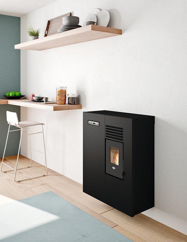 Platte pelletkachel Mathilde 4 kW slim aan muur of vloer, Huis en Inrichting, Kachels, Pelletkachel, Hout, Nieuw, Hangend, Ophalen of Verzenden
