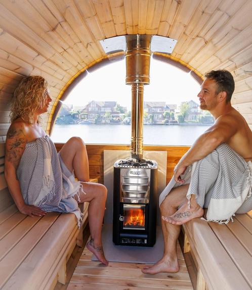 Barrel Sauna  Ø197x300cm buitensauna  | Ton sauna, Sport en Fitness, Sauna, Fins of Traditioneel, Complete sauna, Nieuw, Ophalen of Verzenden