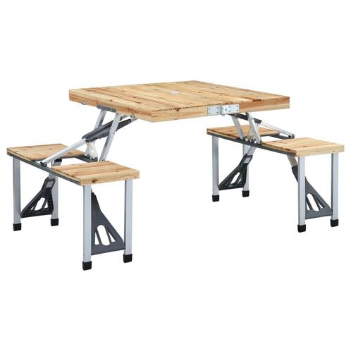 vidaXL Campingtafel inklapbaar met 4 zitjes staal en, Caravans en Kamperen, Kampeermeubelen, Nieuw, Verzenden
