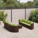 vidaXL 9-delige Loungeset met kussens poly rattan bruin, Nieuw, 8 zitplaatsen, Loungeset, Verzenden